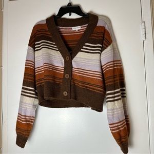 Kendall & Kylie Women’s Brown Striped Soft Cardigan - Size Medium